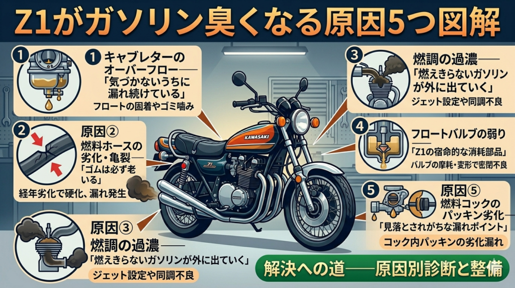 Z1ガソリン臭くなる原因5つ