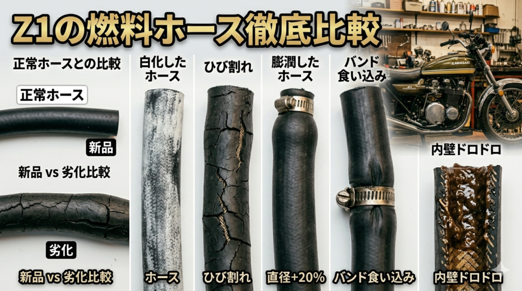 Z1燃料ホースの劣化　比較