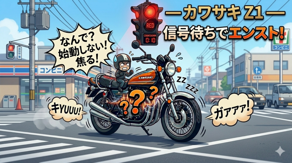 Z1信号待ちでエンスト